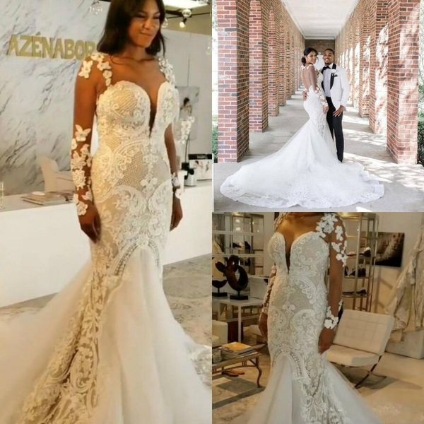 plus size mermaid wedding dresses lace appliqued sequins sweetheart beach bridal dress sweep train long sleeves country wedding gowns, White
plus size mermaid wedding dresses lace appliqued sequins sweetheart beach bridal dress sweep train long sleeves country wedding gowns, White