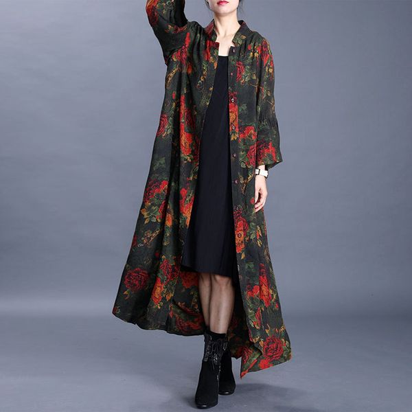 women's trench coats johnature spring leisure fashion floral print stand collar single breasted windbreaker 2021 comfortable plus size, Tan;black
women's trench coats johnature spring leisure fashion floral print stand collar single breasted windbreaker 2021 comfortable plus size, Tan;black
