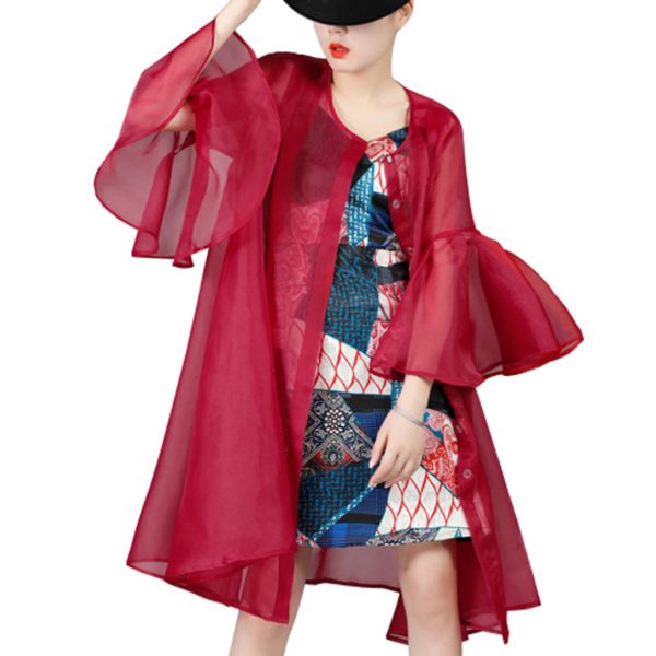 lanmrem 2019 summer new casual fashion temperament women loose plus trumpet sleeves solid color chiffon cardigan tc312, Black;brown
lanmrem 2019 summer new casual fashion temperament women loose plus trumpet sleeves solid color chiffon cardigan tc312, Black;brown
