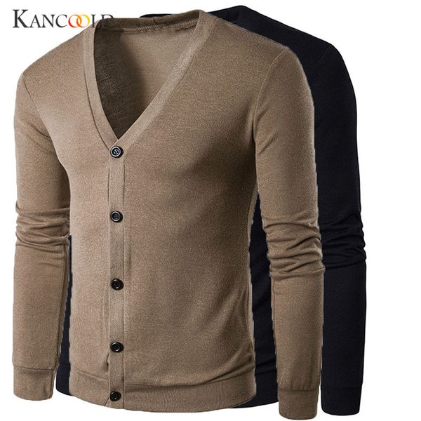 

jacket men long sleeve coat slim autumn cardigan 2017 trench coats men's jackets v neck button knitwear for male overcoat sp29a, Tan;black