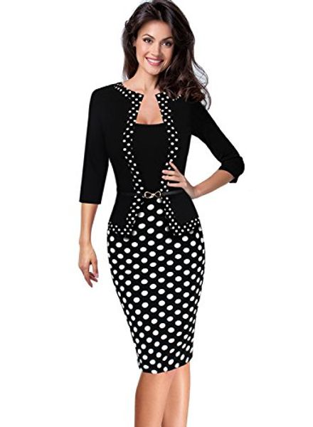 vfemage womens vintage faux jacket one-piece wear to work office dress, Black;gray
vfemage womens vintage faux jacket one-piece wear to work office dress, Black;gray