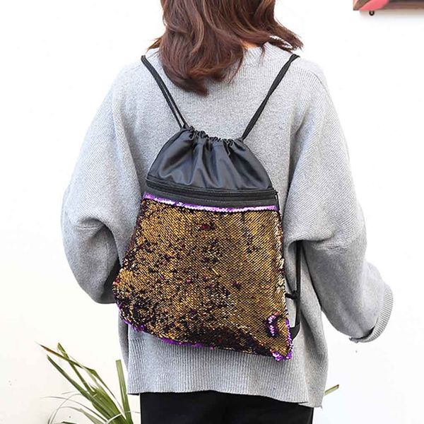 women sequins drawstring backpack contrast beach bag outdoor fitness pouch pocket female modis sports bag worek plecak sznurek
women sequins drawstring backpack contrast beach bag outdoor fitness pouch pocket female modis sports bag worek plecak sznurek