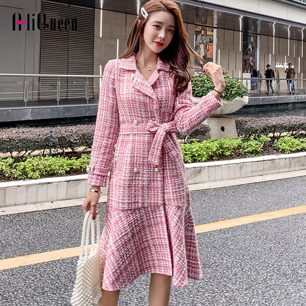 2019 autumn winter pink plaid tweed wool long coat women notched double dreasted sashes ruffle woolen overcoat mermaid outerwear, Black
2019 autumn winter pink plaid tweed wool long coat women notched double dreasted sashes ruffle woolen overcoat mermaid outerwear, Black
