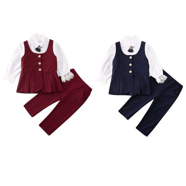 2-7 years girls blazers 3pcs set infant kid lace shirt vest pants baby outfits spring autumn party formal suit set, White
2-7 years girls blazers 3pcs set infant kid lace shirt vest pants baby outfits spring autumn party formal suit set, White