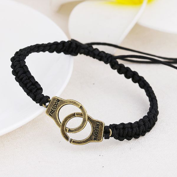 

men women hand-made braid rope handcuffs bracelet hand weaving wristband adjustable valentine's day gift jewelry, White
