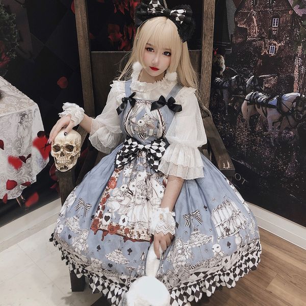 miss ~ sweet printed lolita jsk dress by diamond honey, Black;gray 
miss ~ sweet printed lolita jsk dress by diamond honey, Black;gray