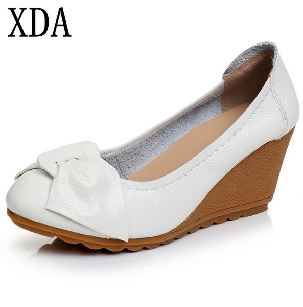 xda 2019 fashion bowknot women wedge shoes genuine leather round toe high heels pumps woman comfort mom single shoes, Black
xda 2019 fashion bowknot women wedge shoes genuine leather round toe high heels pumps woman comfort mom single shoes, Black