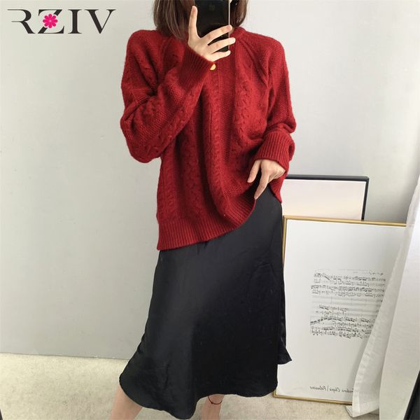 rziv autumn and winter women's sweater casual solid color round neck long sleeve loose sweater, White;black
rziv autumn and winter women's sweater casual solid color round neck long sleeve loose sweater, White;black