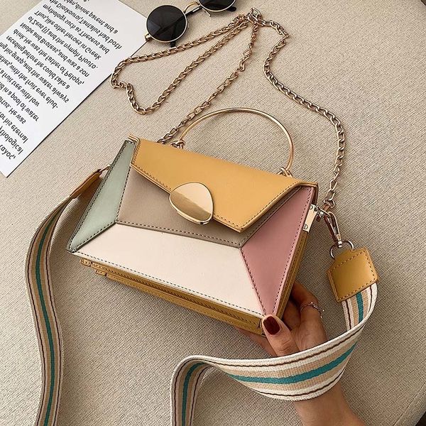 contrast color pu leather crossbody bags for women 2019 chain handbags with metal handle shoulder messenger bag small totes
contrast color pu leather crossbody bags for women 2019 chain handbags with metal handle shoulder messenger bag small totes
