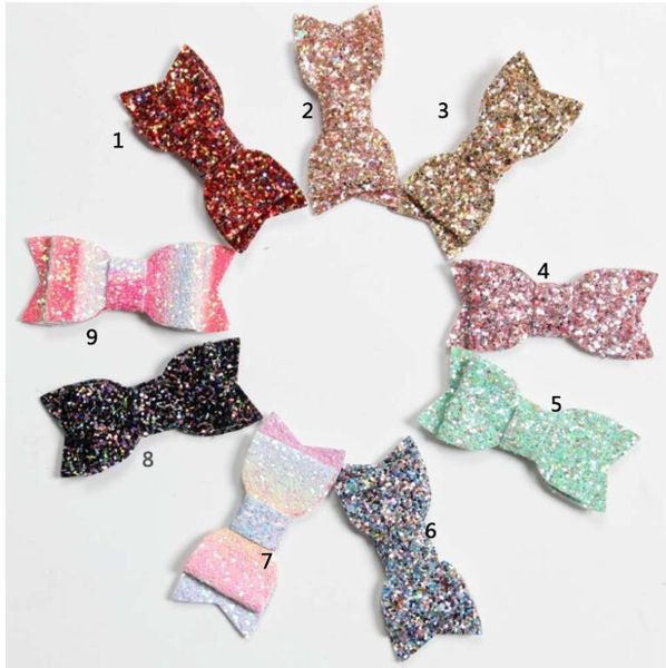 9color artificial leather glitter leather hair bow clips new big bow infant girl hairpin artificial striped barrette, Slivery;white 
9color artificial leather glitter leather hair bow clips new big bow infant girl hairpin artificial striped barrette, Slivery;white