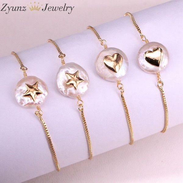 10pcs, natural freshwater pearl with cz bracelet heart star shape pearl bracelet adjustable charm gold bangle jewelry, Golden;silver
10pcs, natural freshwater pearl with cz bracelet heart star shape pearl bracelet adjustable charm gold bangle jewelry, Golden;silver