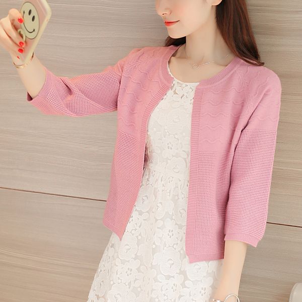 seven new spring sleeve cardigan female korean loose solid thin coat short all-match knit shawl female, White;black
seven new spring sleeve cardigan female korean loose solid thin coat short all-match knit shawl female, White;black