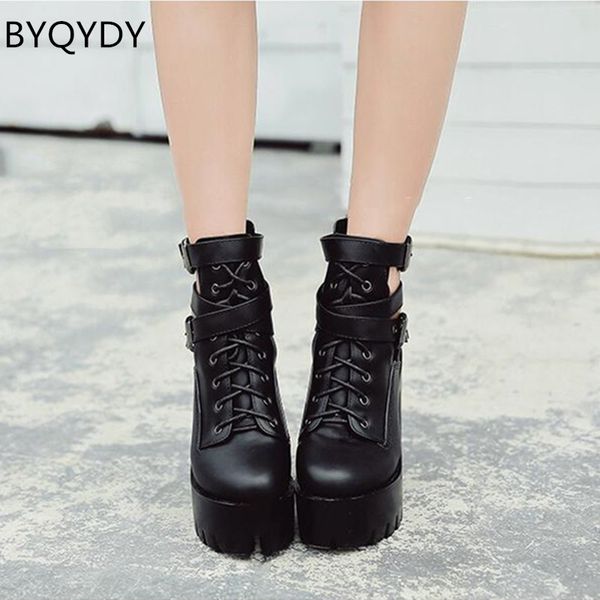 byqdy autumn high heels ankle boots woman platform lace up black studded rivets vintage women short boot patent leather shoes
byqdy autumn high heels ankle boots woman platform lace up black studded rivets vintage women short boot patent leather shoes