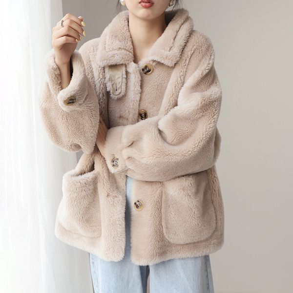 women's fur & faux wool jacket autumn winter coat women clothes 2021 korean elegant real sheep shearling abrigo mujer va19305 zt2833, Black
women's fur & faux wool jacket autumn winter coat women clothes 2021 korean elegant real sheep shearling abrigo mujer va19305 zt2833, Black