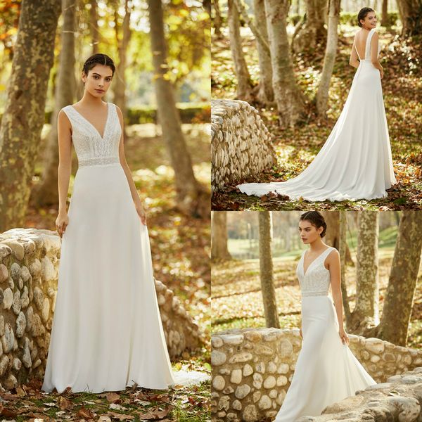 2020 gali karten boho wedding dresses a line appliqued v neck sleeveless robes de mariée country bridal gowns beach wedding dress, White
2020 gali karten boho wedding dresses a line appliqued v neck sleeveless robes de mariée country bridal gowns beach wedding dress, White