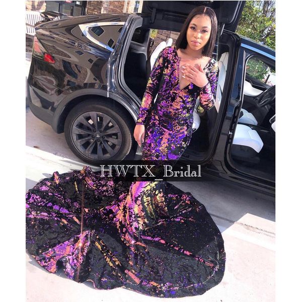 african sequin long prom dresses 2020 sparkly purple long sleeves v-neck mermaid black girls prom dress 2k20 gala party gown, White;black
african sequin long prom dresses 2020 sparkly purple long sleeves v-neck mermaid black girls prom dress 2k20 gala party gown, White;black