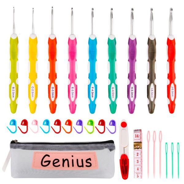 28pcs/set crochet hooks set with extreme long soft grip handles diy hand knitting needles sewing art tools for knitting, Black
28pcs/set crochet hooks set with extreme long soft grip handles diy hand knitting needles sewing art tools for knitting, Black