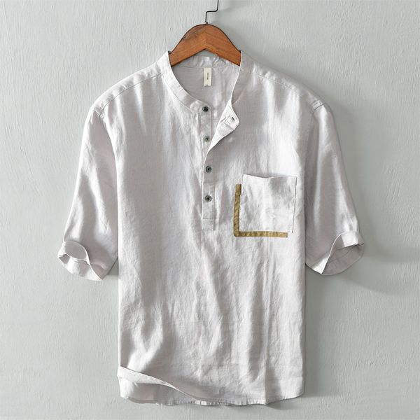 100% linen summer new design stand collar solid shirts men brand breathable shirt for men short sleeve gray shirts male chemise, White;black
100% linen summer new design stand collar solid shirts men brand breathable shirt for men short sleeve gray shirts male chemise, White;black