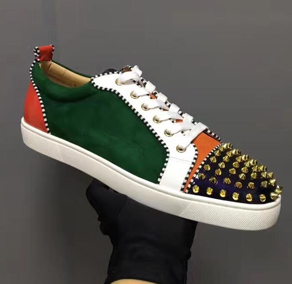 low studded spikes casual flats red bottom shoes new for men and women party designer sneakers lovers genuine leather size:35-47, Black
low studded spikes casual flats red bottom shoes new for men and women party designer sneakers lovers genuine leather size:35-47, Black