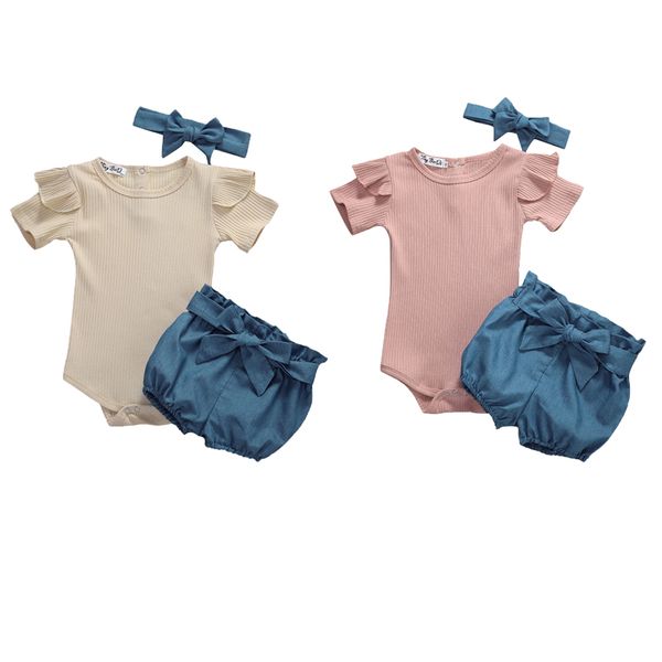 infant baby girls summer clothes short sleeve ribbed romper + shorts + headband, White
infant baby girls summer clothes short sleeve ribbed romper + shorts + headband, White