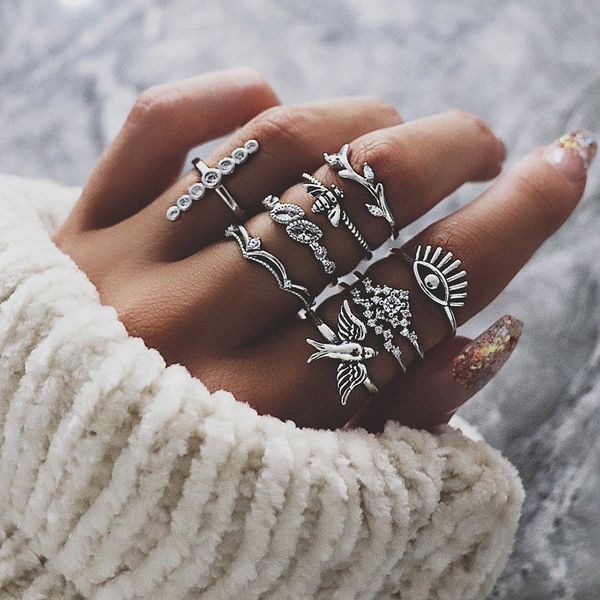 15 pcs set rings for women bohemian retro crystal silver ring new lord of the rings vintage gem set women wedding, Golden;silver
15 pcs set rings for women bohemian retro crystal silver ring new lord of the rings vintage gem set women wedding, Golden;silver