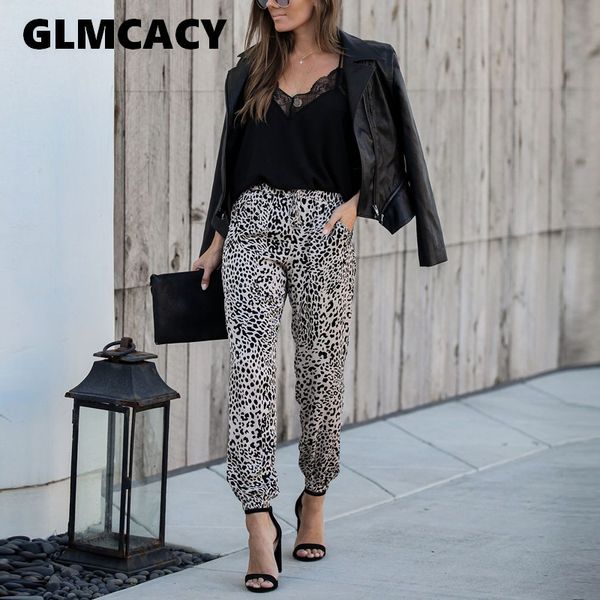 women leopard print elastic waist bandage casual pants spring summer trousers female streetwear pantalones mujer, Black;white
women leopard print elastic waist bandage casual pants spring summer trousers female streetwear pantalones mujer, Black;white