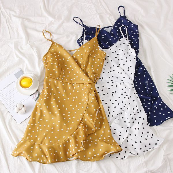 skoonheid women polka dot wrap dress beach korean sleeveless chiffon club dress holiday bohemian irregular strap ruffle, Black;gray
skoonheid women polka dot wrap dress beach korean sleeveless chiffon club dress holiday bohemian irregular strap ruffle, Black;gray