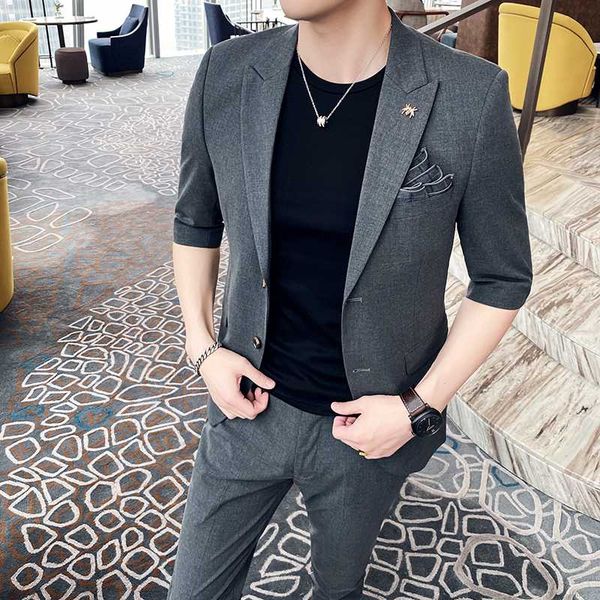 2020 handsome new fashion gentleman seven-point sleeve suit men's suit youth korean trend student slim (+ pants, White;black
2020 handsome new fashion gentleman seven-point sleeve suit men's suit youth korean trend student slim (+ pants, White;black