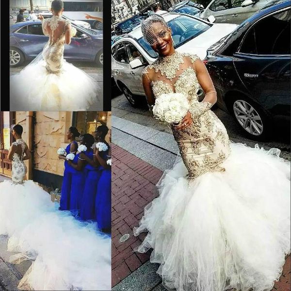 glamorous beads tiers african plus size mermaid wedding dresses chapel train illusion high neck lace arabic bridal gown bride, White
glamorous beads tiers african plus size mermaid wedding dresses chapel train illusion high neck lace arabic bridal gown bride, White
