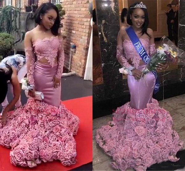 Black Girls African Pink Lace Prom Dresses 2018 3D Flowers Roses Bottom Off The Shoulder Mermaid Evening Gowns Long Sleeves Formal Dresses
Black Girls African Pink Lace Prom Dresses 2018 3D Flowers Roses Bottom Off The Shoulder Mermaid Evening Gowns Long Sleeves Formal Dresses