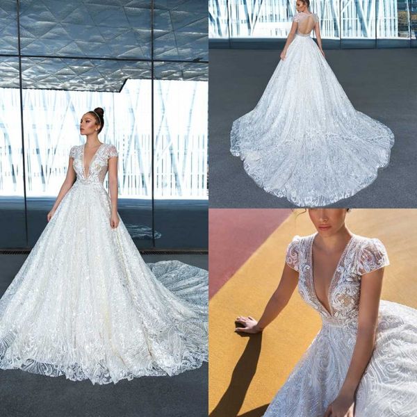 2020 crystal design bohemian wedding dresses deep v neck lace appliques cap sleeve boho bridal gowns sweep train a-line beach wedding dress, White
2020 crystal design bohemian wedding dresses deep v neck lace appliques cap sleeve boho bridal gowns sweep train a-line beach wedding dress, White