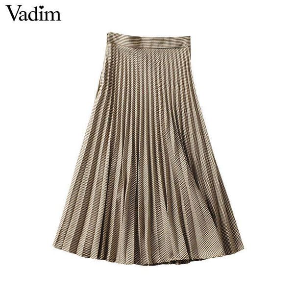 vadim women elegant plaid midi pleated skirt side zipper high waist female retro mid calf skirts mujer ba794, Black;gray
vadim women elegant plaid midi pleated skirt side zipper high waist female retro mid calf skirts mujer ba794, Black;gray