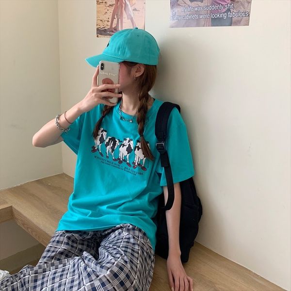 cartoon printed short-sleeved t-shirt trousers and trousers women's summer loose mid-length lower garment disappears couple's top, White
cartoon printed short-sleeved t-shirt trousers and trousers women's summer loose mid-length lower garment disappears couple's top, White