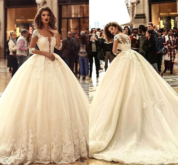 new ivory romantic lace ball gown wedding dresses 2019 sheer long sleeves lace appliques a line tulle wedding bridal gowns bc0626, White
new ivory romantic lace ball gown wedding dresses 2019 sheer long sleeves lace appliques a line tulle wedding bridal gowns bc0626, White