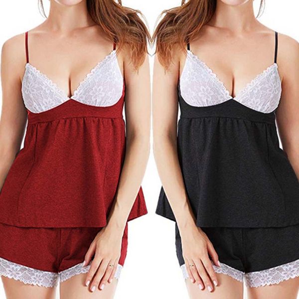ladies lace pajamas suit home service women sleepwear lace strap nightwear trim satin cami pajama sets vestaglia sexy, Blue;gray
ladies lace pajamas suit home service women sleepwear lace strap nightwear trim satin cami pajama sets vestaglia sexy, Blue;gray