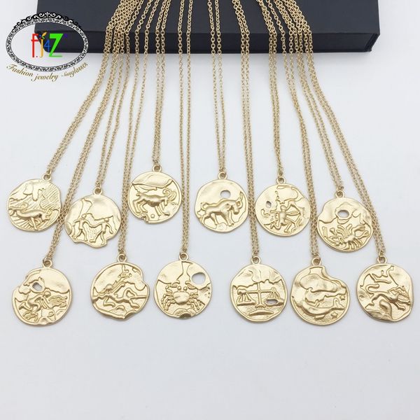 f.j4z horoscope necklace fashion matted gold color 12 constellation coin pendants long necklaces jewelry for men women, Silver
f.j4z horoscope necklace fashion matted gold color 12 constellation coin pendants long necklaces jewelry for men women, Silver