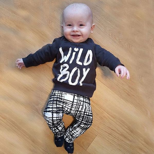 boy clothes 2pcs infant newborn baby boy wild boy letter print long sleeve t shirt pants outfits set clothes, White
boy clothes 2pcs infant newborn baby boy wild boy letter print long sleeve t shirt pants outfits set clothes, White