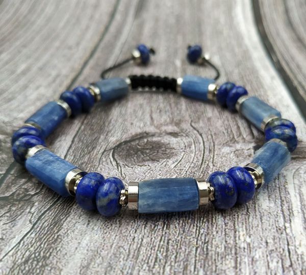 ya3936 natural kyanite lapis silver spacer stone beads cord knotted adjustable bracelet, Golden;silver
ya3936 natural kyanite lapis silver spacer stone beads cord knotted adjustable bracelet, Golden;silver