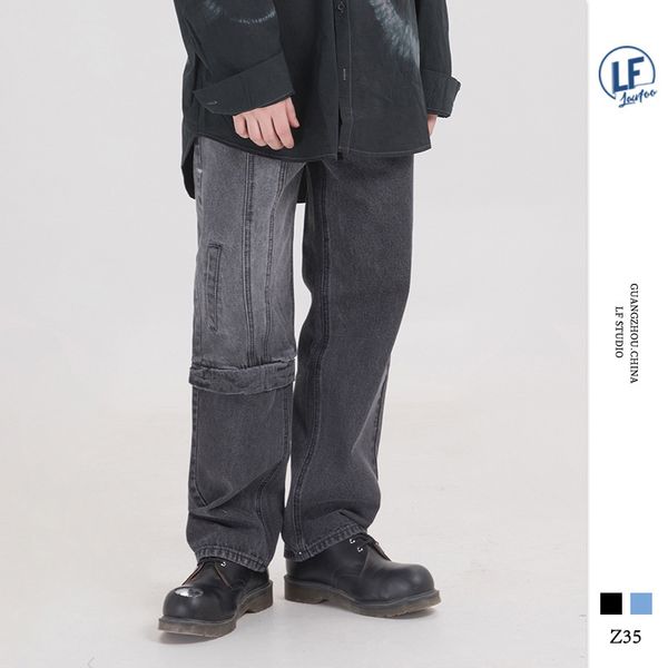 men's jeans lawfoo2021 autumn and winter guochao brand original washing old splicing casual pants, Blue
men's jeans lawfoo2021 autumn and winter guochao brand original washing old splicing casual pants, Blue