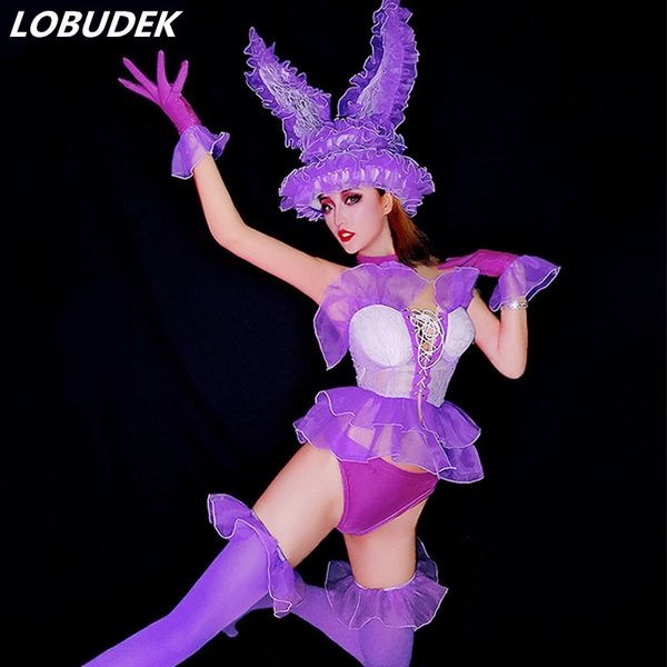 lady bar dj nightclub dance costume purple bikini headgear set leading dance team performance clothes bar party show outfit, Black;red
lady bar dj nightclub dance costume purple bikini headgear set leading dance team performance clothes bar party show outfit, Black;red