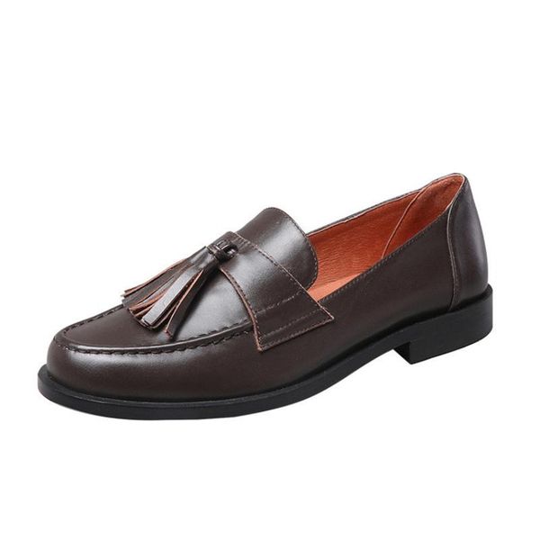 new retro women loafers fringe genuine leather classic calfskin round toe fashion ladies single shoes, Black
new retro women loafers fringe genuine leather classic calfskin round toe fashion ladies single shoes, Black