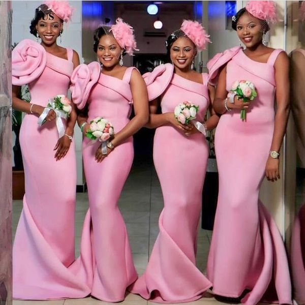 black women long pink bridesmaid dress mermaid style sleeveless wedding party gowns with big flower formal wear bd9057, White;pink
black women long pink bridesmaid dress mermaid style sleeveless wedding party gowns with big flower formal wear bd9057, White;pink