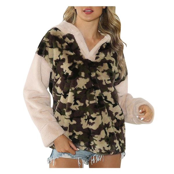 women's loose camouflage stitching hooded sweter hoodies lady winter plush sweatshirts moletom com capuz pull à capuche, Black
women's loose camouflage stitching hooded sweter hoodies lady winter plush sweatshirts moletom com capuz pull à capuche, Black