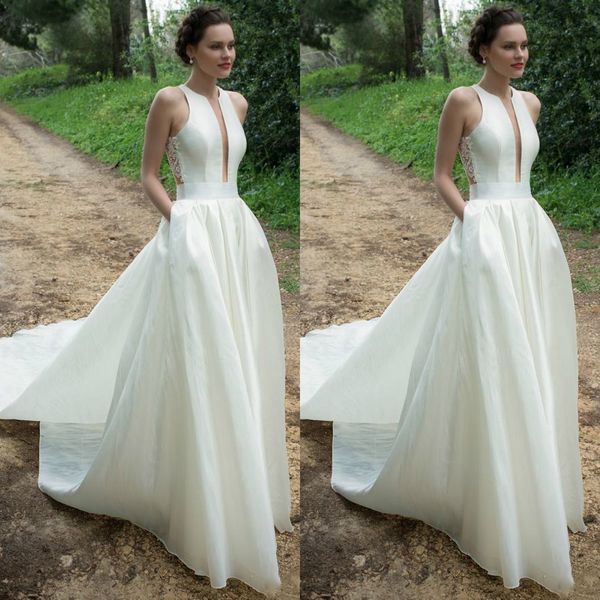 helena kolan 2019 a line wedding dresses applique back sleeveless sweep train bridal gowns plus size beach satin wedding dress, White
helena kolan 2019 a line wedding dresses applique back sleeveless sweep train bridal gowns plus size beach satin wedding dress, White