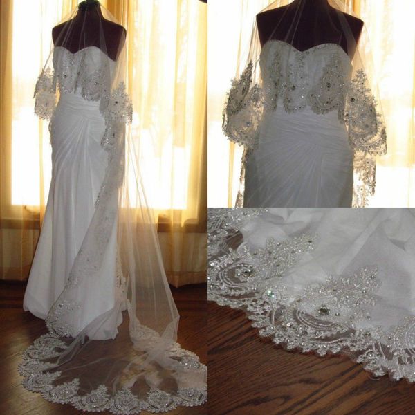 new luxurious 3m wedding veil white ivory one-layer lace edge cathedral length meidingqianna brand bridal veils with crystal silver sequin, Black
new luxurious 3m wedding veil white ivory one-layer lace edge cathedral length meidingqianna brand bridal veils with crystal silver sequin, Black