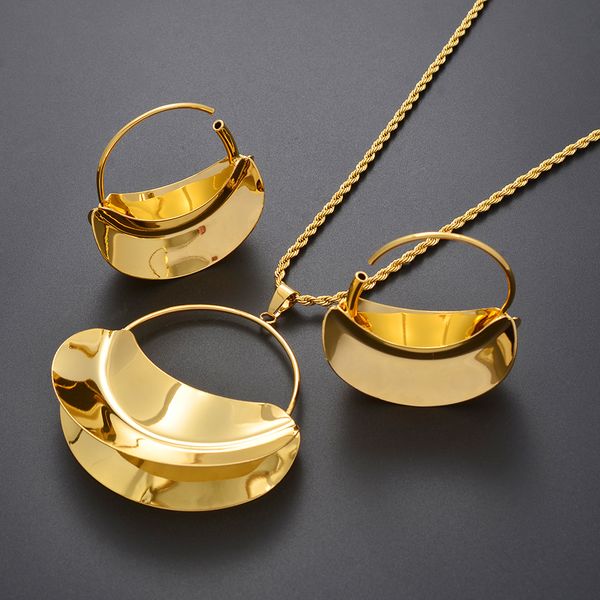 anniyo african big pendant necklaces earrings jewelry set for women gold color fulani ethiopian wedding party gifts #213406, Silver 
anniyo african big pendant necklaces earrings jewelry set for women gold color fulani ethiopian wedding party gifts #213406, Silver