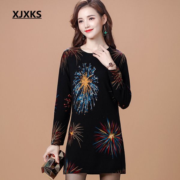 xjxks high-end printing women knitted dress 2019 autumn winter new loose plus size 100% wool women long sweater pullover, White;black
xjxks high-end printing women knitted dress 2019 autumn winter new loose plus size 100% wool women long sweater pullover, White;black
