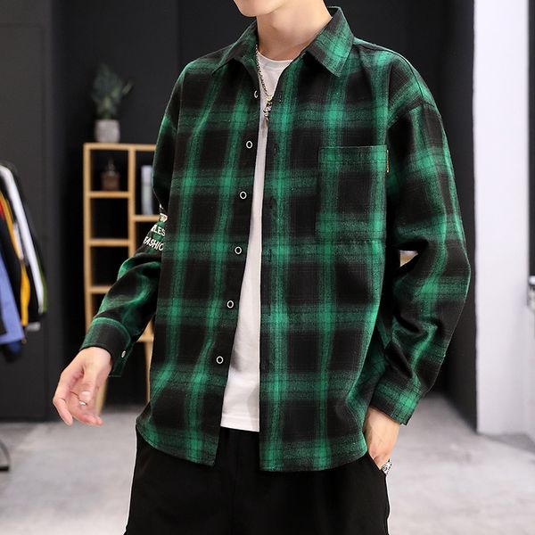 plaid shirt fashion pattern mens shirt pocket autumn casual red green black men long sleeve, White;black
plaid shirt fashion pattern mens shirt pocket autumn casual red green black men long sleeve, White;black