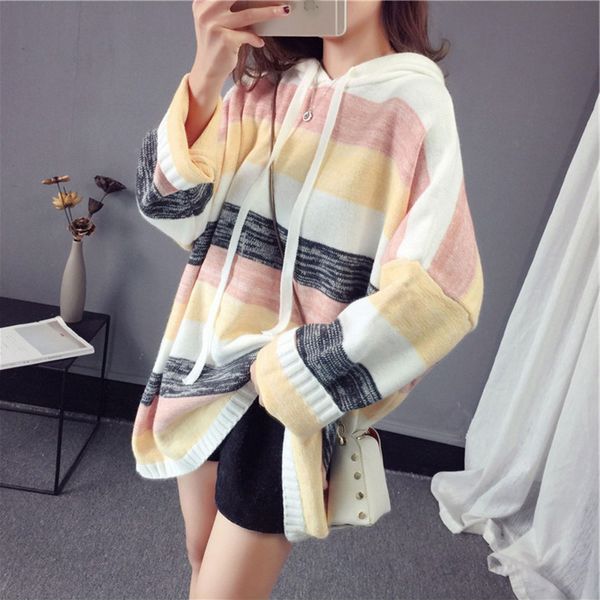 my011 sweater women new winter 2018 knitted korean loose hooded sweater female striped pullover long sleeve sexy, White;black
my011 sweater women new winter 2018 knitted korean loose hooded sweater female striped pullover long sleeve sexy, White;black