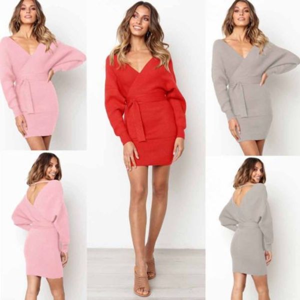 new women autumn winter long sleeve v neck dress slim jumper knit bodycon high waist mini dress, Black;gray
new women autumn winter long sleeve v neck dress slim jumper knit bodycon high waist mini dress, Black;gray